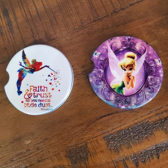 Set Of 2 Tinker Bell Ceramic Car Coasters - Picture 6 of 7